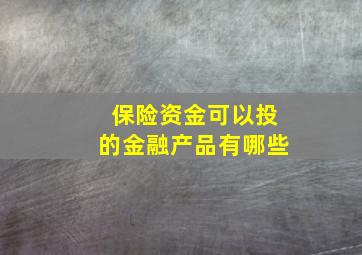 保险资金可以投的金融产品有哪些