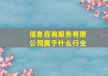 信息咨询服务有限公司属于什么行业