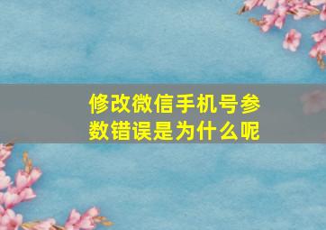 修改微信手机号参数错误是为什么呢