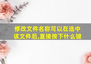 修改文件名称可以在选中该文件后,直接按下什么键