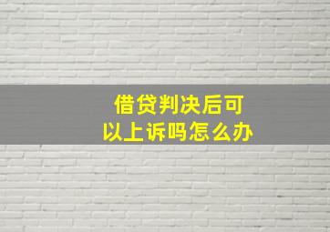 借贷判决后可以上诉吗怎么办