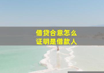 借贷合意怎么证明是借款人