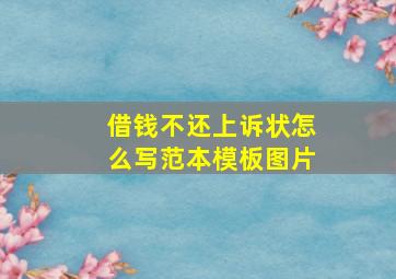 借钱不还上诉状怎么写范本模板图片