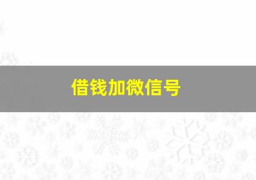 借钱加微信号