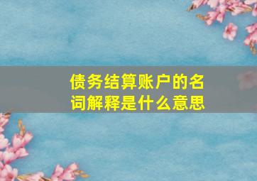 债务结算账户的名词解释是什么意思