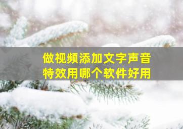 做视频添加文字声音特效用哪个软件好用