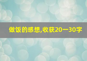 做饭的感想,收获20一30字