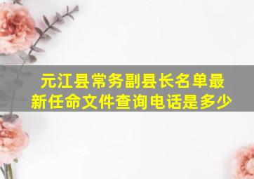 元江县常务副县长名单最新任命文件查询电话是多少