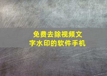 免费去除视频文字水印的软件手机