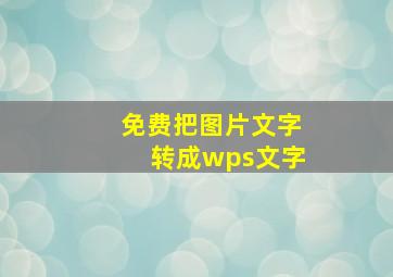 免费把图片文字转成wps文字