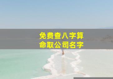 免费查八字算命取公司名字