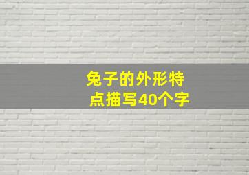 兔子的外形特点描写40个字