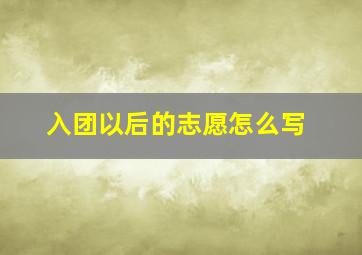 入团以后的志愿怎么写