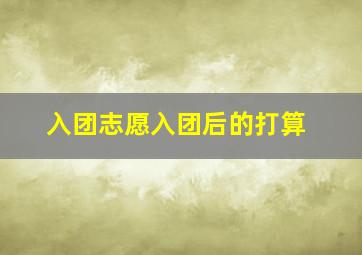 入团志愿入团后的打算