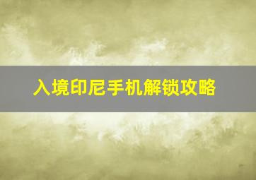 入境印尼手机解锁攻略