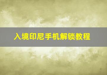 入境印尼手机解锁教程