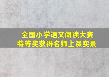 全国小学语文阅读大赛特等奖获得名师上课实录