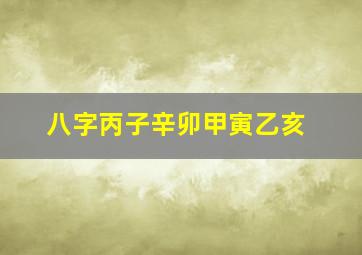 八字丙子辛卯甲寅乙亥