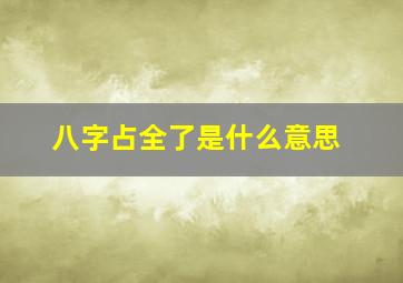 八字占全了是什么意思