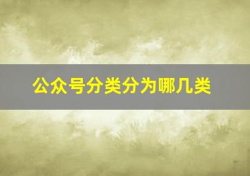 公众号分类分为哪几类