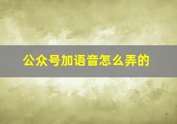 公众号加语音怎么弄的