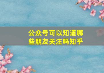 公众号可以知道哪些朋友关注吗知乎