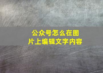 公众号怎么在图片上编辑文字内容