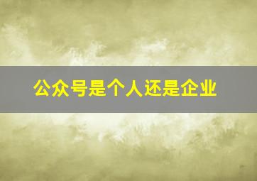 公众号是个人还是企业