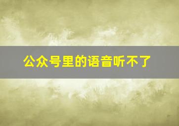 公众号里的语音听不了