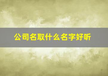 公司名取什么名字好听