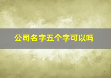 公司名字五个字可以吗