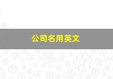 公司名用英文