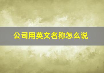 公司用英文名称怎么说