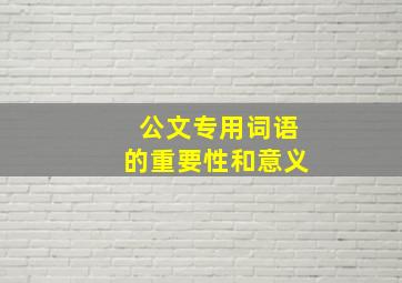 公文专用词语的重要性和意义