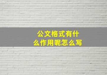 公文格式有什么作用呢怎么写