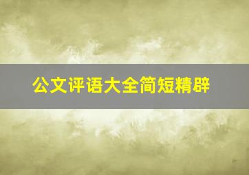 公文评语大全简短精辟