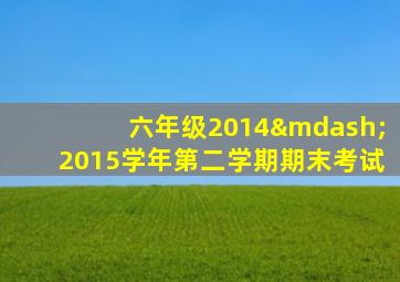 六年级2014—2015学年第二学期期末考试