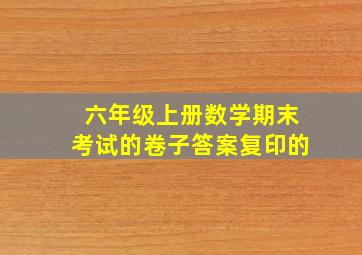 六年级上册数学期末考试的卷子答案复印的