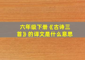 六年级下册《古诗三首》的译文是什么意思