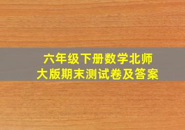 六年级下册数学北师大版期末测试卷及答案