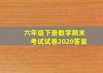 六年级下册数学期末考试试卷2020答案