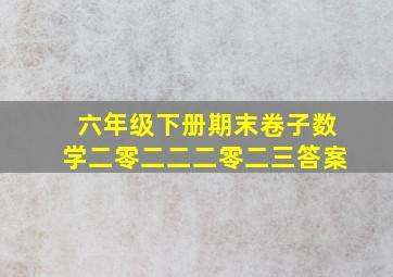 六年级下册期末卷子数学二零二二二零二三答案