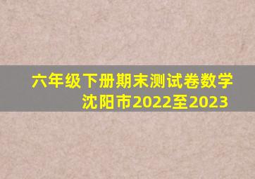 六年级下册期末测试卷数学沈阳市2022至2023