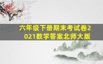 六年级下册期末考试卷2021数学答案北师大版