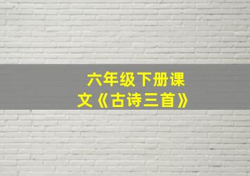 六年级下册课文《古诗三首》