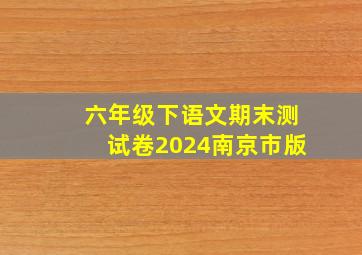 六年级下语文期末测试卷2024南京市版