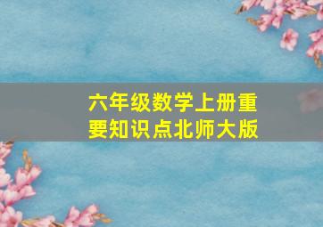 六年级数学上册重要知识点北师大版