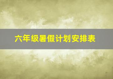 六年级暑假计划安排表