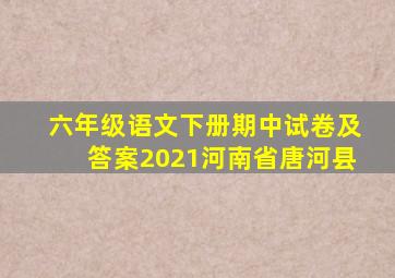 六年级语文下册期中试卷及答案2021河南省唐河县