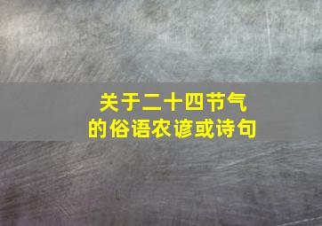 关于二十四节气的俗语农谚或诗句